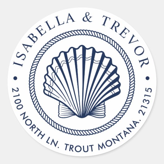 ヴィンテージ航海のシーシェルホワイト差出人住所 ラウンドシール (正面)