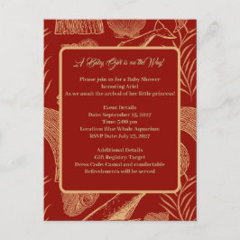 ヴィンテージ航海のジンベイビーシャワー招待状 ポストカード