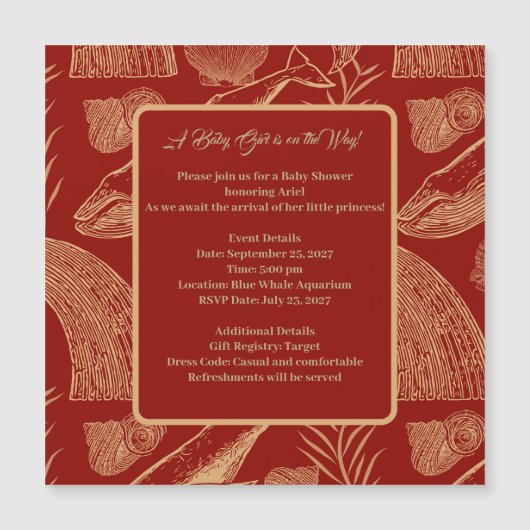 ヴィンテージ航海のジンベイビーシャワー招待状 マグネット招待状 (正面)