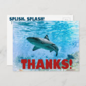 ヴィンテージ航海のストライプシャークありがとうはがき ポストカード (正面/裏面)