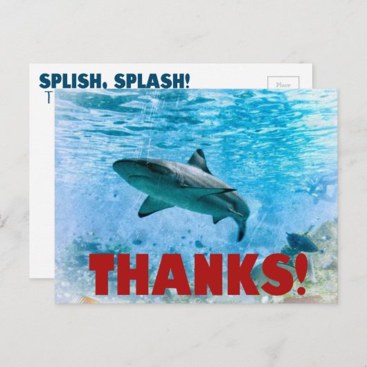 ヴィンテージ航海のストライプシャークありがとうはがき ポストカード (正面/裏面)