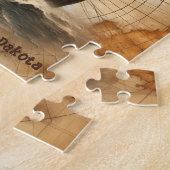 ヴィンテージ航海のセピア地図と帆船 ジグソーパズル (側面)