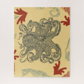 ヴィンテージ航海のタコイラストレーション ジグソーパズル (縦)