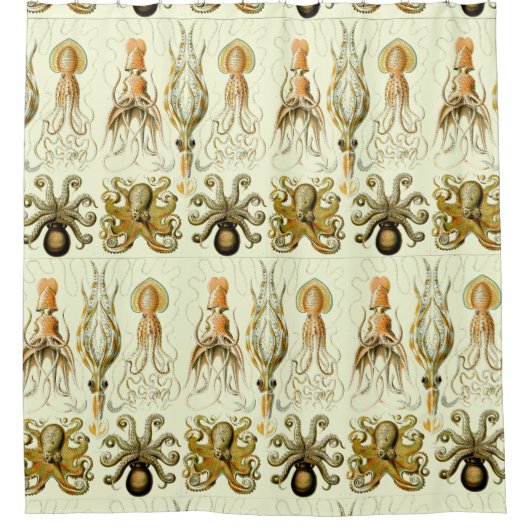 ヴィンテージ航海のタコbyエルンストヘイケル シャワーカーテン (正面)