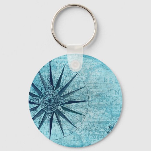 ヴィンテージ航海のナビゲーションコンパスマップ キーホルダー (正面)
