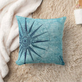 ヴィンテージ航海のナビゲーションコンパスマップ クッション (ブランケット)