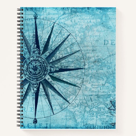 ヴィンテージ航海のナビゲーションコンパスマップ ノートブック (正面)