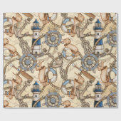 ヴィンテージ航海のナビゲーションマップコラージュ ラッピングペーパー (フラット)