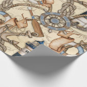 ヴィンテージ航海のナビゲーションマップコラージュ ラッピングペーパー (角)