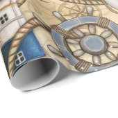 ヴィンテージ航海のナビゲーションマップコラージュ ラッピングペーパー (ロールコーナー)