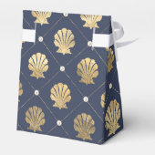 ヴィンテージ航海のネイビーと金ゴールドシェルパターン フェイバーボックス (裏面サイド)