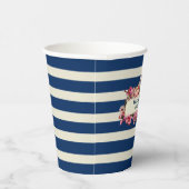 ヴィンテージ航海のネイビーストライプルフローラ結婚ズ 紙コップ (右)