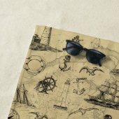 ヴィンテージ航海のパターン古いマップの背景 ビーチタオル (インサイチュ)