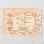 ヴィンテージ航海のビーチブライダルシャワー 招待状 (正面/裏面)