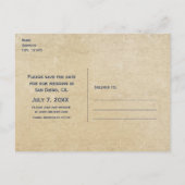 ヴィンテージ航海のビーチ結婚式日付カードの保存 案内ポストカード (裏面)