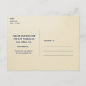 ヴィンテージ航海のビーチ結婚式日付カードの保存 案内ポストカード (裏面)