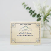 ヴィンテージ航海のビーチ結婚式日付カードの保存 案内ポストカード (スタンド正面)