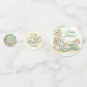 ヴィンテージ航海のファンタジー人魚の誕生日パーティー コンフェッティ (裏面)