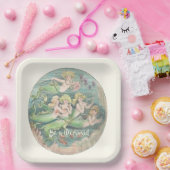 ヴィンテージ航海のファンタジー人魚スクエア ペーパープレート (パーティー)