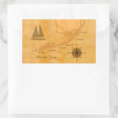 ヴィンテージ航海のフロリダ鍵の地図 長方形シール (バッグ)