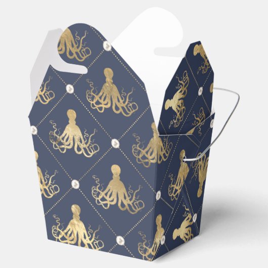 ヴィンテージ航海のブルーと金ゴールドタコ フェイバーボックス (オープン)