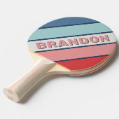 ヴィンテージ航海のブルーはっきりしたストライプの 卓球ラケット (正面アングル)