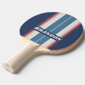 ヴィンテージ航海のブルーストライプボード名 卓球ラケット (正面アングル)