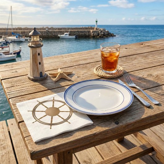 ヴィンテージ航海のホイールコンパスデザイン スタンダードカクテルナプキン