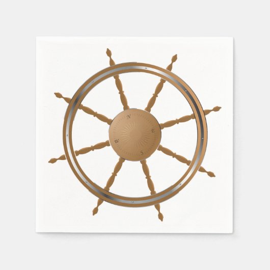 ヴィンテージ航海のホイールコンパスデザイン スタンダードカクテルナプキン (正面)