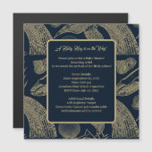 ヴィンテージ航海のホエールブルーベビーシャワー招待状 マグネット招待状 (正面/裏面)