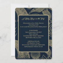 ヴィンテージ航海のホエールブルーベビーシャワー招待状