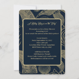 ヴィンテージ航海のホエールブルーベビーシャワー招待状 招待状