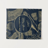 ヴィンテージ航海のホエールブルー赤ちゃんシャワー タペストリー (正面(横))