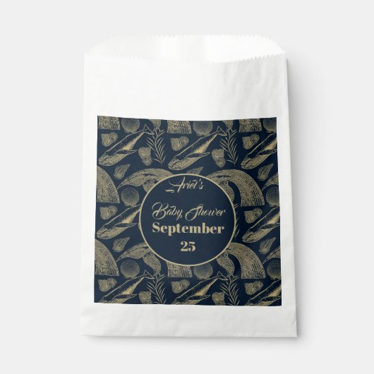 ヴィンテージ航海のホエールブルー赤ちゃんシャワー フェイバーバッグ (正面)