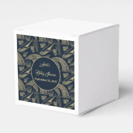 ヴィンテージ航海のホエールブルー赤ちゃんシャワー フェイバーボックス