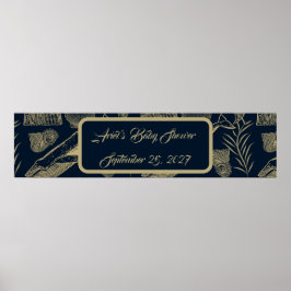 ヴィンテージ航海のホエールブルー赤ちゃんシャワー ポスター