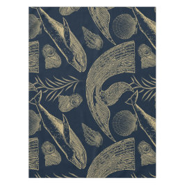 ヴィンテージ航海のホエールブルー テーブルクロス