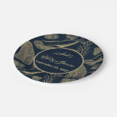 ヴィンテージ航海のホエールブルー ペーパープレート (アングル)