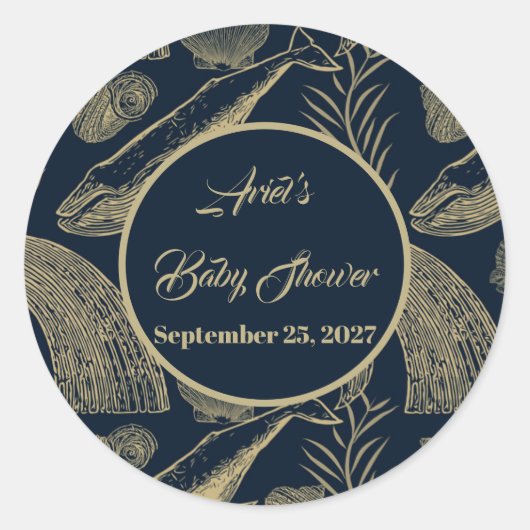 ヴィンテージ航海のホエールブルー ラウンドシール (正面)