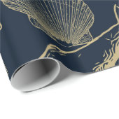 ヴィンテージ航海のホエールブルー ラッピングペーパー (ロールコーナー)