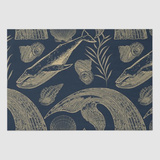 ヴィンテージ航海のホエールブルー 薄葉紙 (正面)