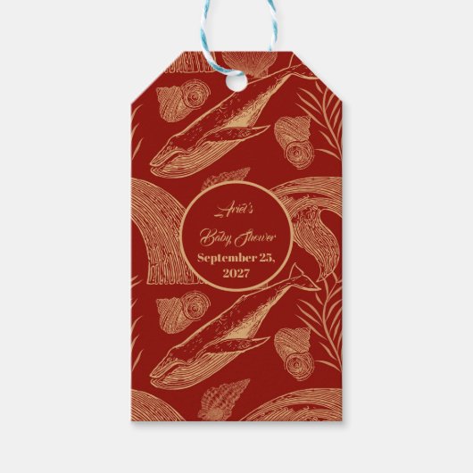 ヴィンテージ航海のホエールレッド ギフトタグ (正面)