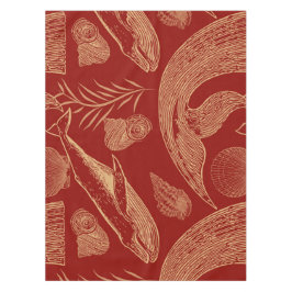 ヴィンテージ航海のホエールレッド テーブルクロス