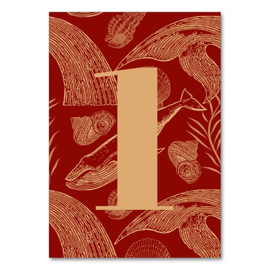 ヴィンテージ航海のホエールレッド テーブルナンバー (正面)