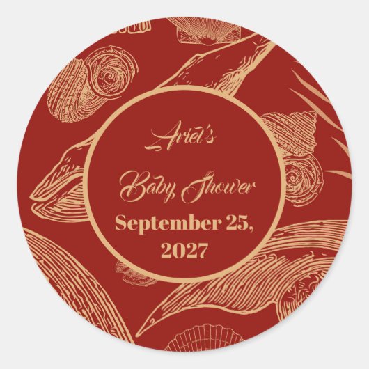 ヴィンテージ航海のホエールレッド ラウンドシール (正面)