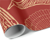 ヴィンテージ航海のホエールレッド ラッピングペーパー (ロールコーナー)