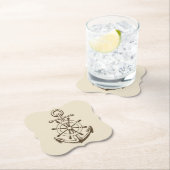 ヴィンテージ航海のボートいかり&船舶用車輪タン ペーパーコースター (インサイチュ)