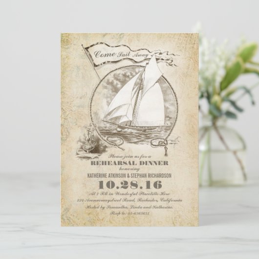 ヴィンテージ航海のボートリハーサル夕食招待状 招待状 (スタンド正面)