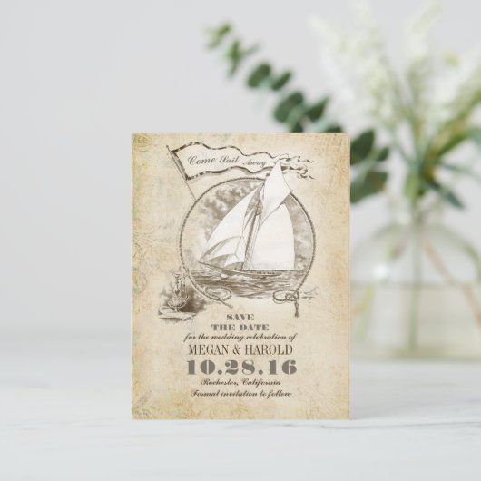 ヴィンテージ航海のヨットは日付はがきを保存する 案内ポストカード (スタンド正面)
