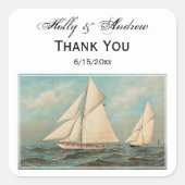 ヴィンテージ航海のヨットレーシング#1ギフトラベルシール スクエアシール (正面)